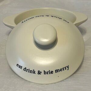 Ceramic Pot with Lid Eat Drink & Brie Merry